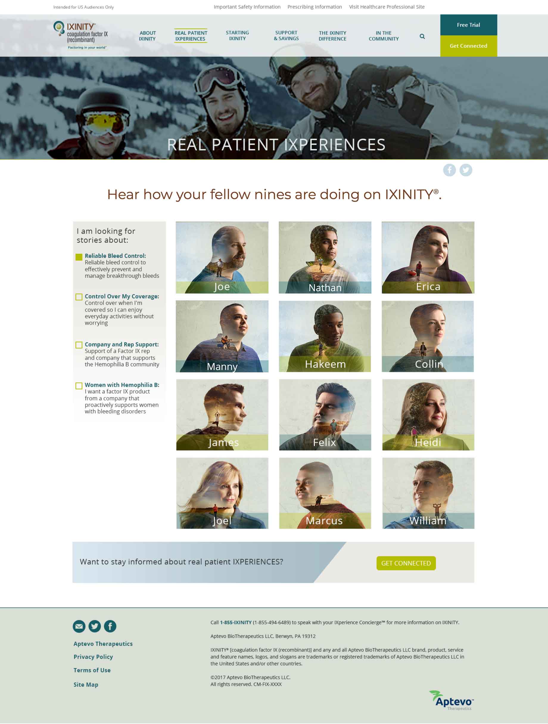 Choose patient profiles page