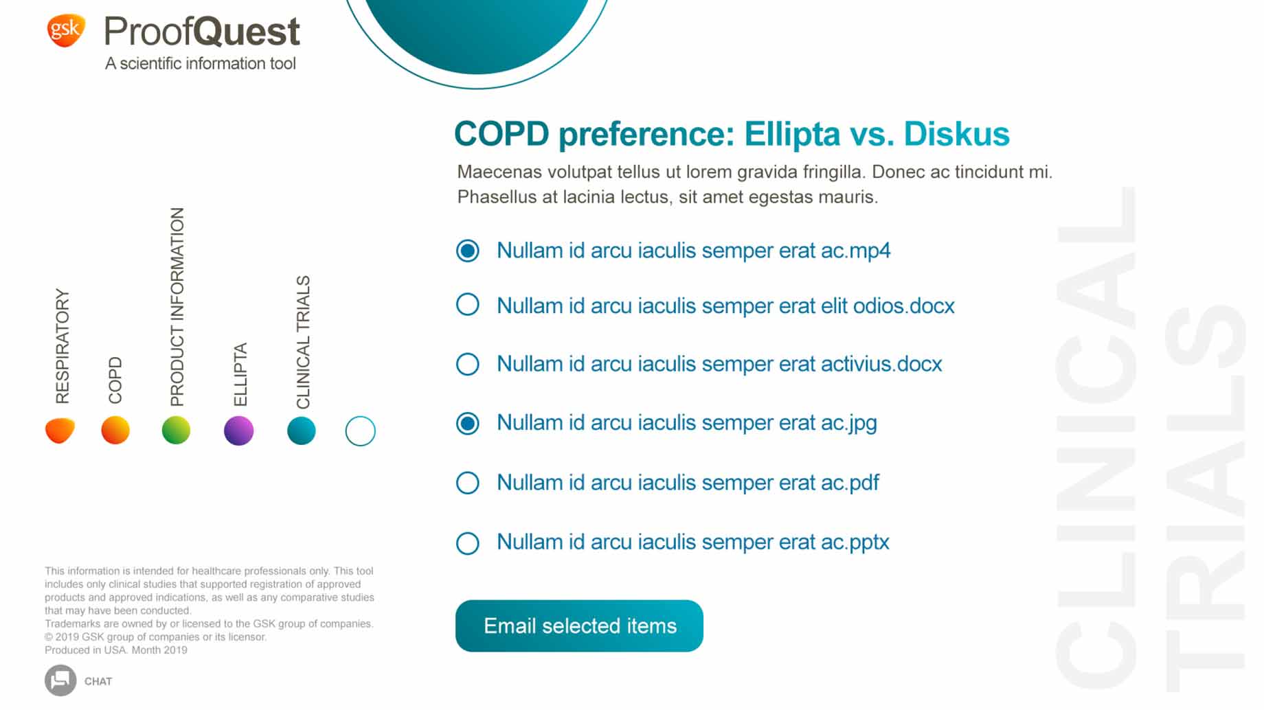 A listing of files to view