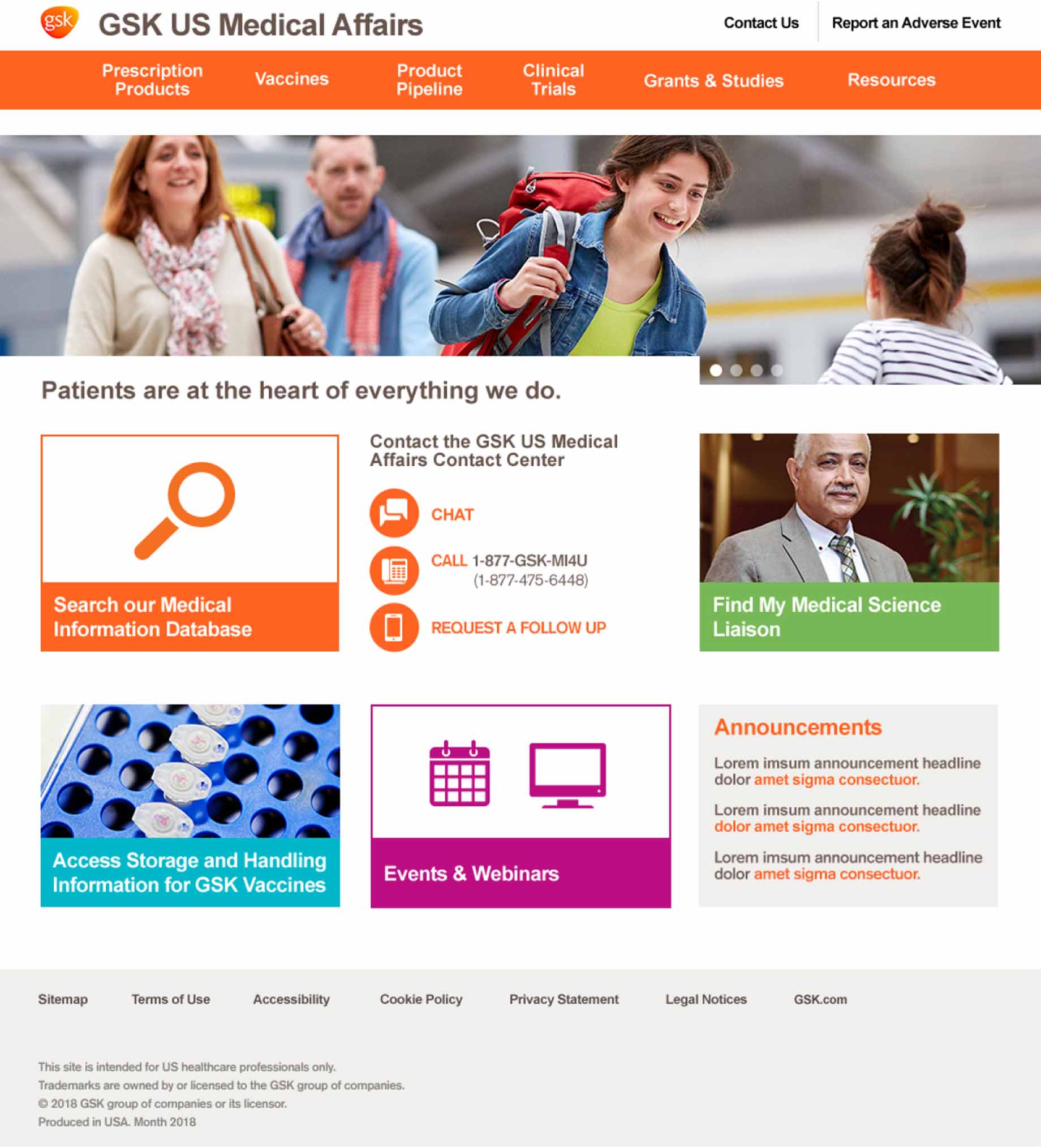HCP Website landing page